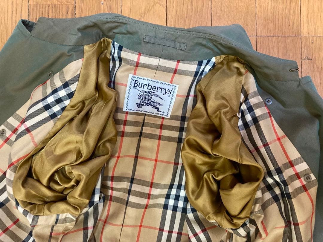 バーバリーズ トレンチコート ノバチェック ベルト付 L 白タグ 玉虫色