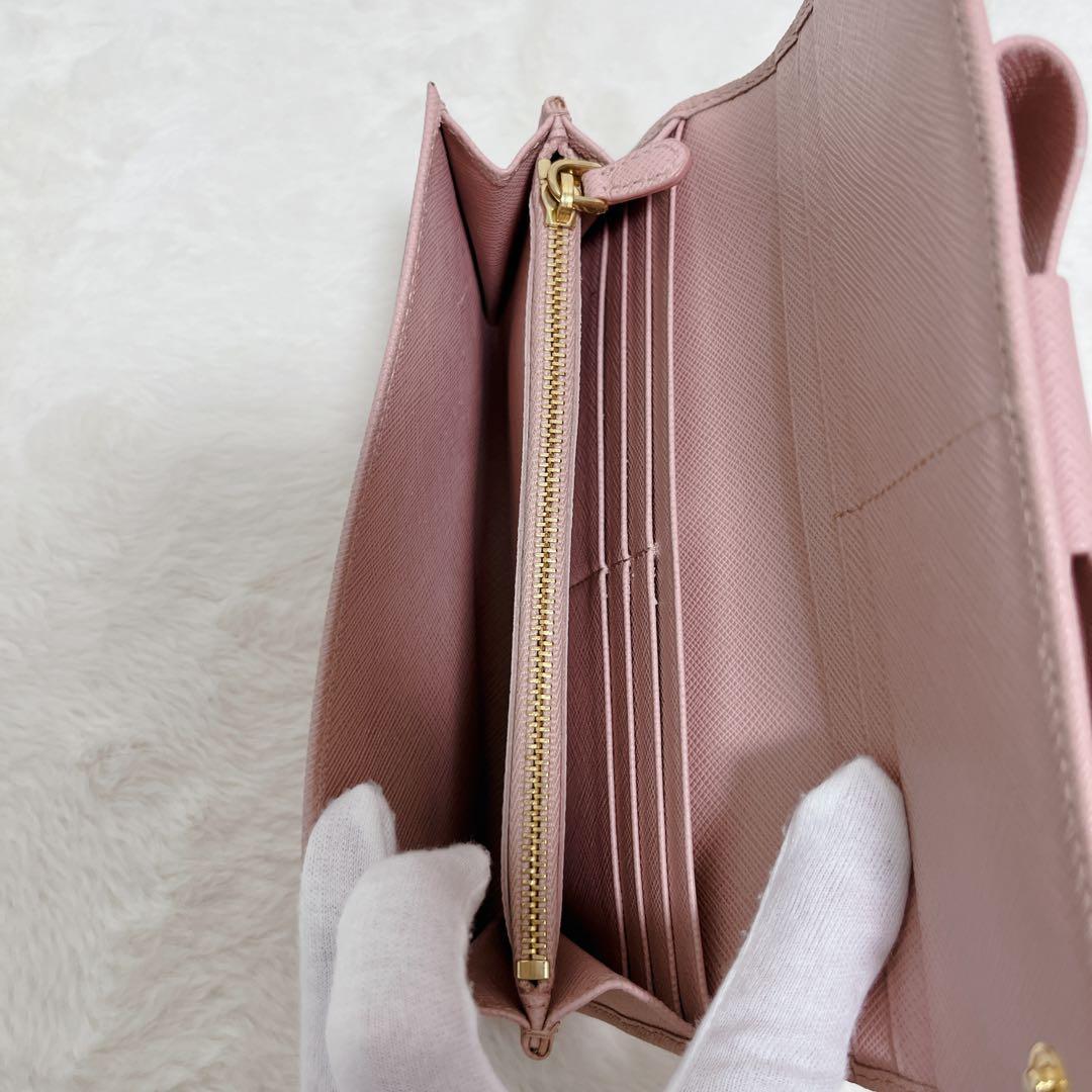 【箱付き✨美品】PRADA 長財布 フラップ サフィアーノ 長財布 ピンク