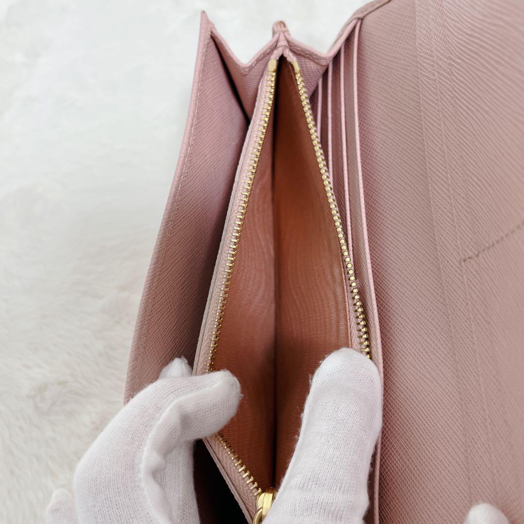 【箱付き✨美品】PRADA 長財布 フラップ サフィアーノ 長財布 ピンク