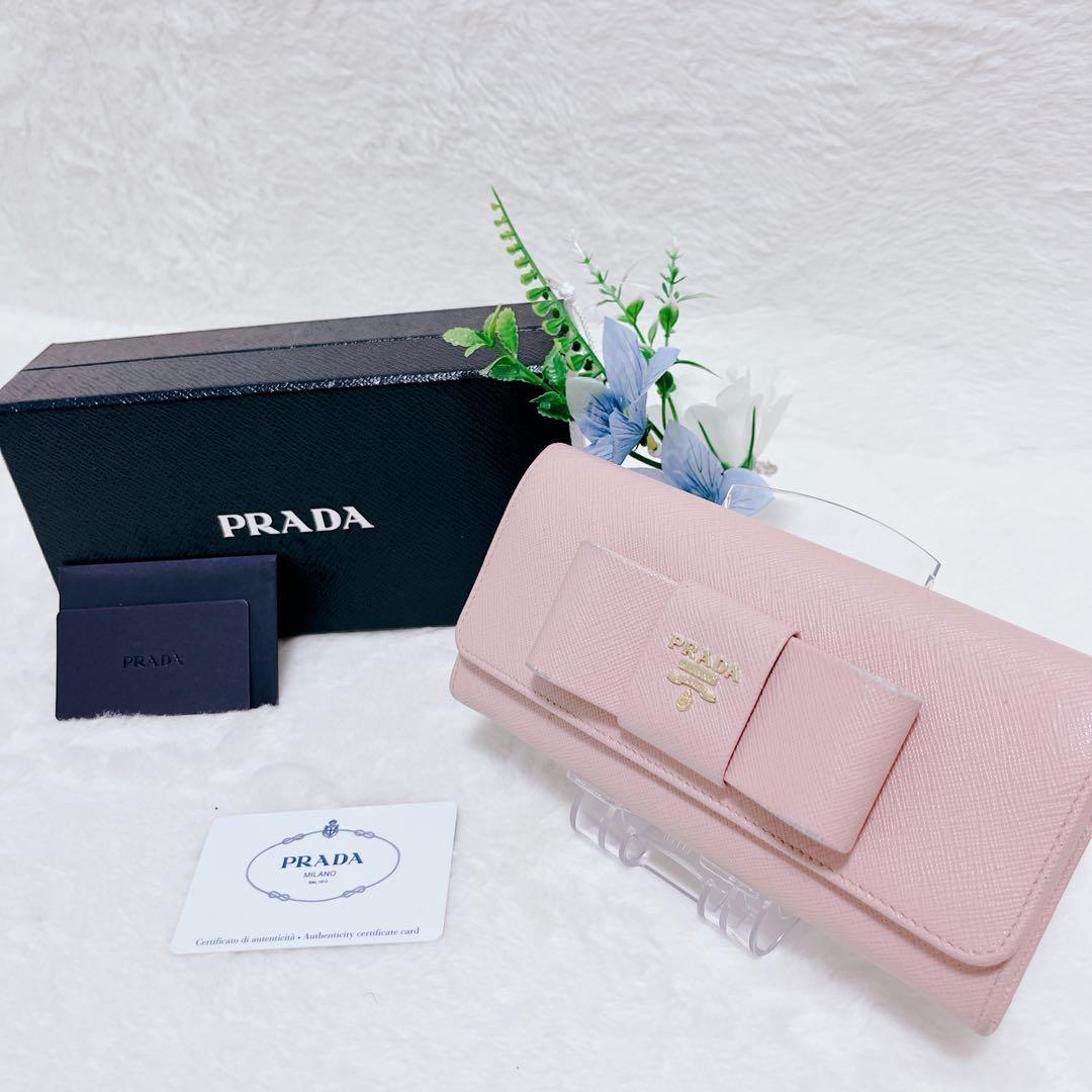 【箱付き✨美品】PRADA 長財布 フラップ サフィアーノ 長財布 ピンク