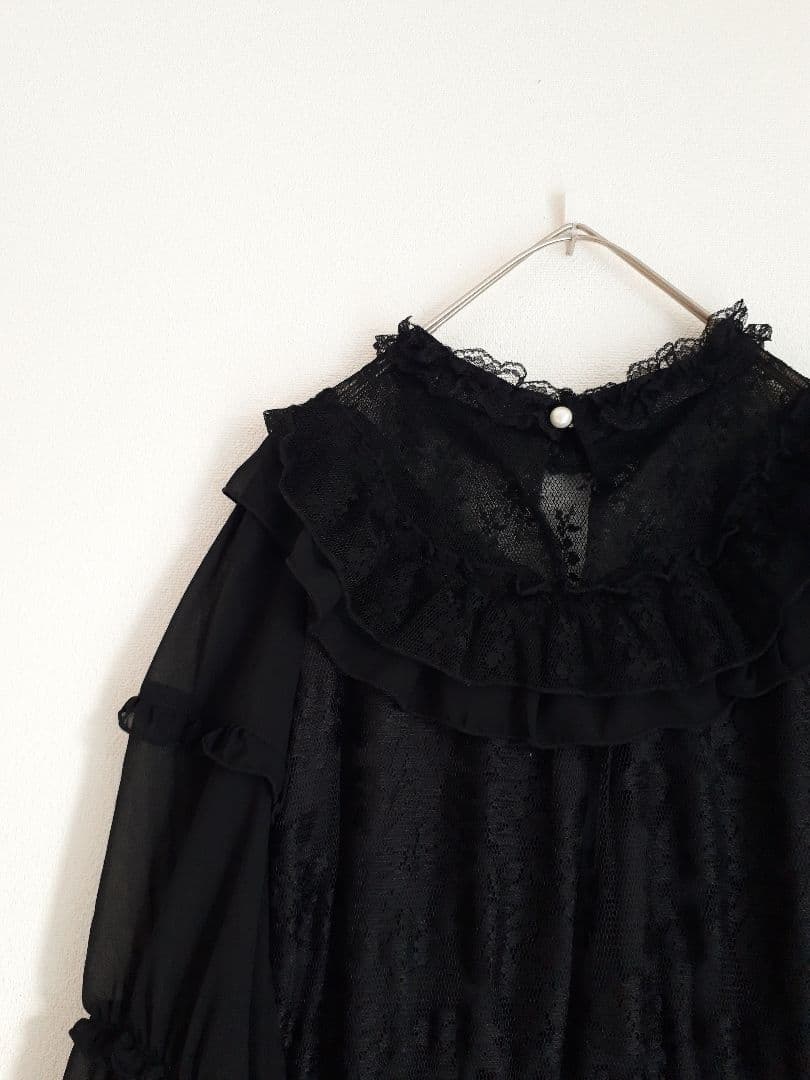 axes femme フリル 総レース ワンピース