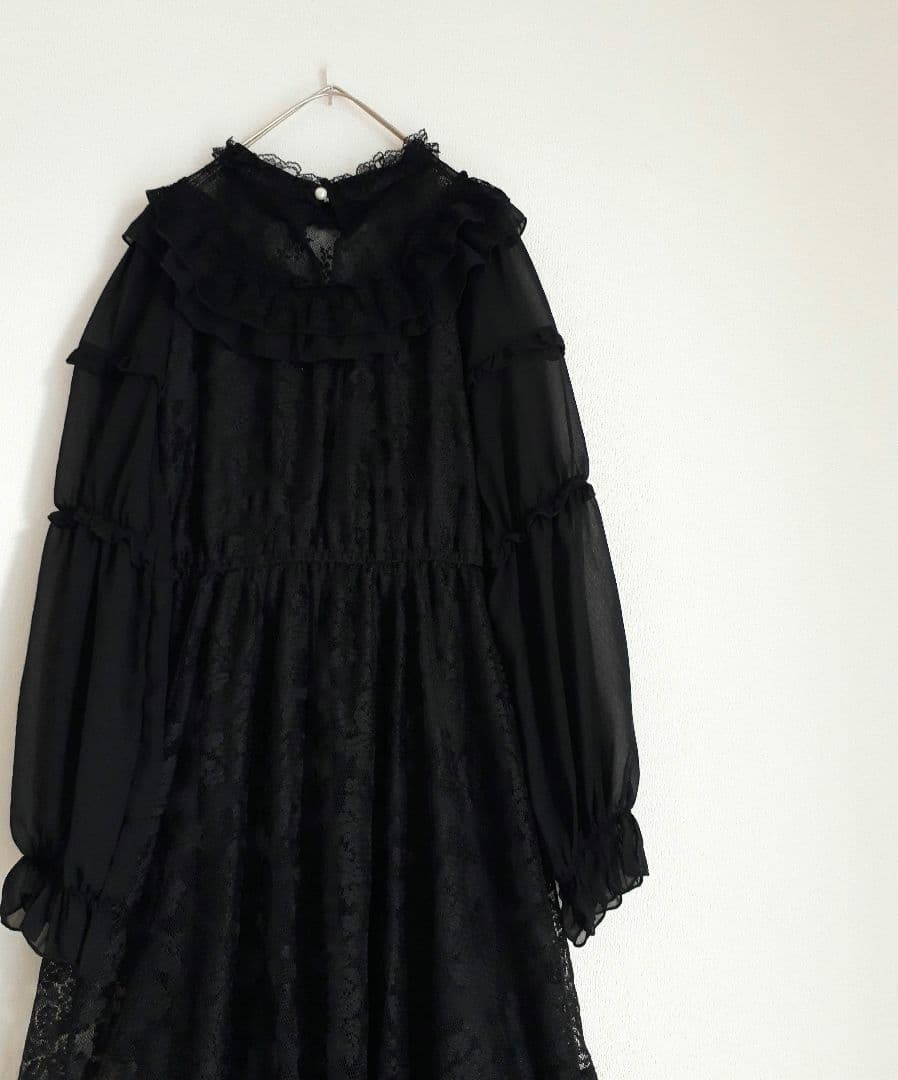 axes femme フリル 総レース ワンピース