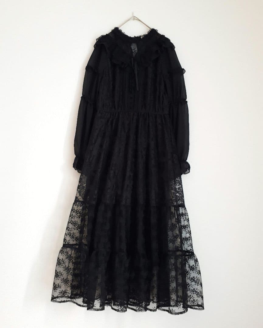 axes femme フリル 総レース ワンピース