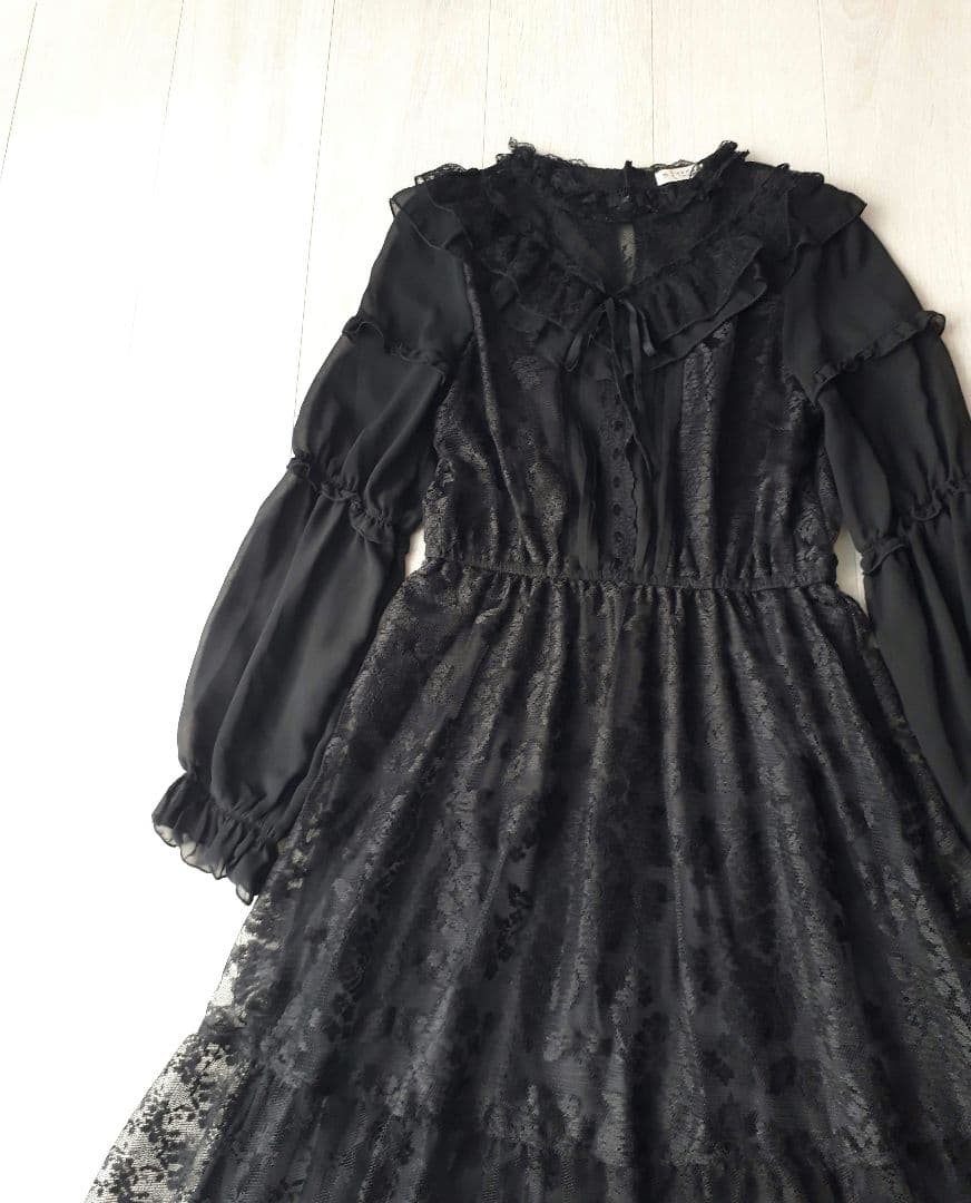 axes femme フリル 総レース ワンピース