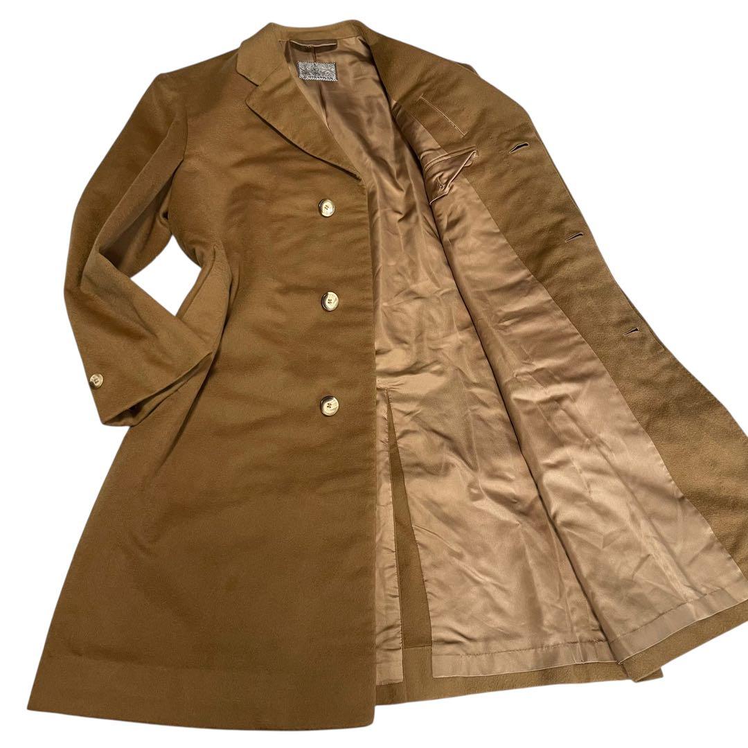 カシミヤ100%【ICHIBANKAN】マキシ丈比翼チェスターコート キャメルL