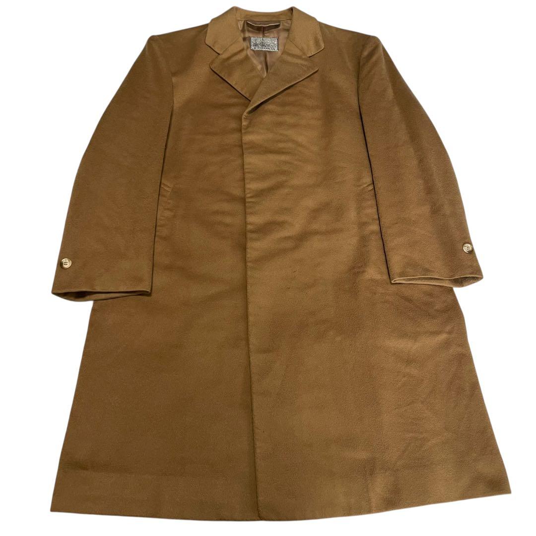 カシミヤ100%【ICHIBANKAN】マキシ丈比翼チェスターコート キャメルL