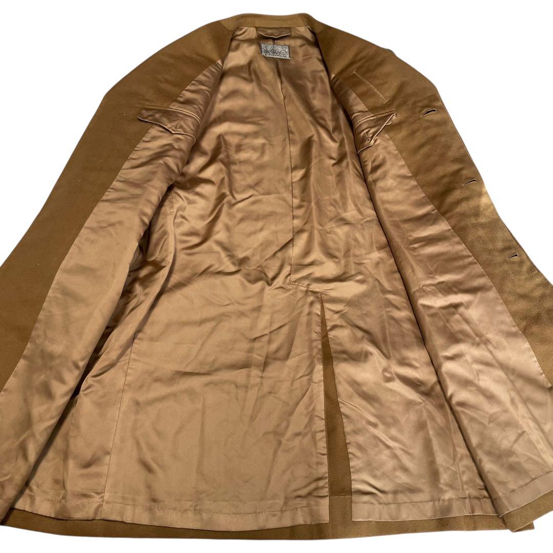 カシミヤ100%【ICHIBANKAN】マキシ丈比翼チェスターコート キャメルL