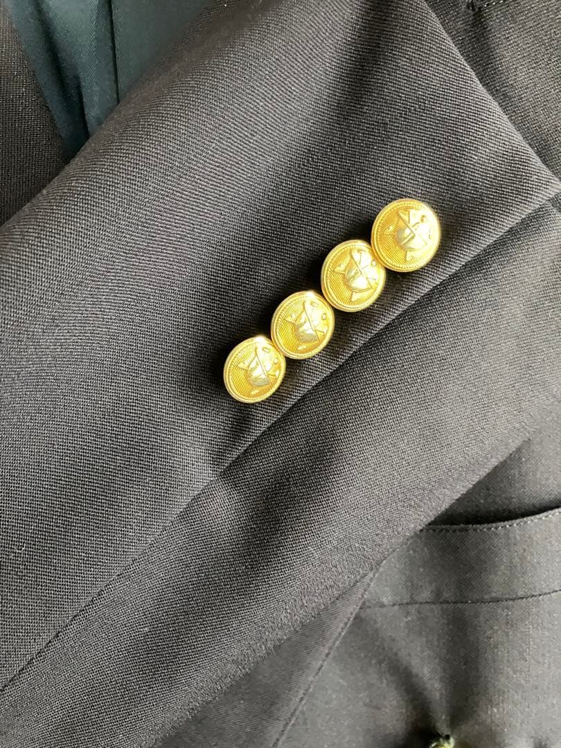 【ヴィンテージ】ラルフローレン　ウール　ダブル　紺ブレ　金ボタン　175