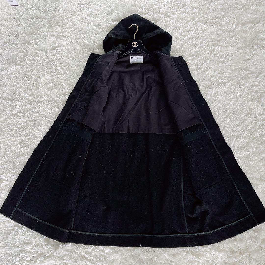 【MHL. 】ダッフルコート ウール メルトン生地 ブラック L サイズ