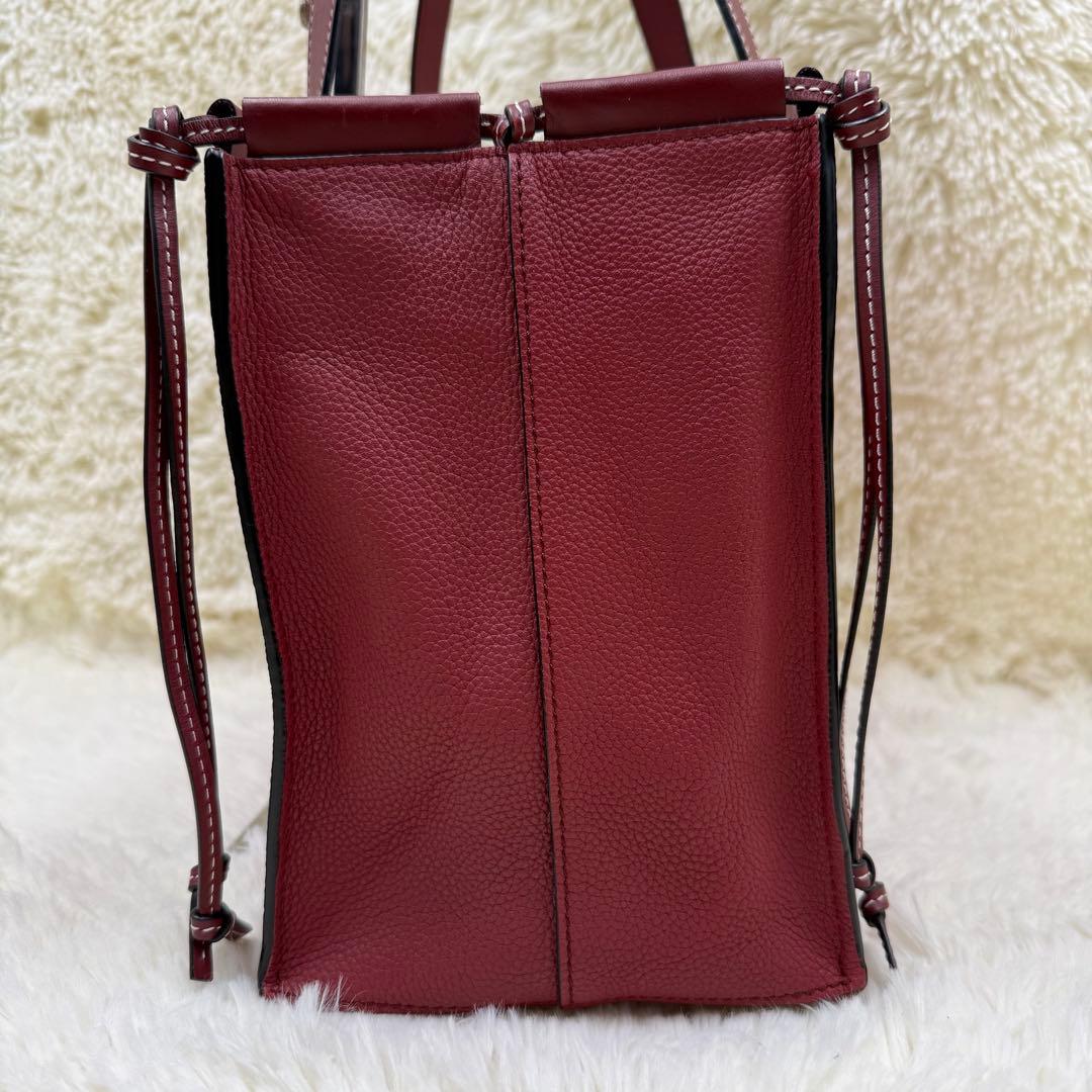 ✨美品✨ロエベ クッショントート レザー アナグラム ワインレッド