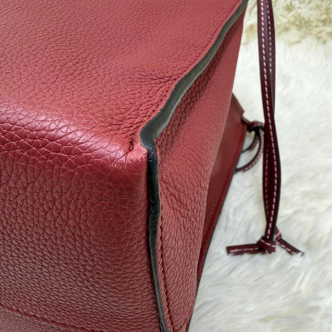 ✨美品✨ロエベ クッショントート レザー アナグラム ワインレッド