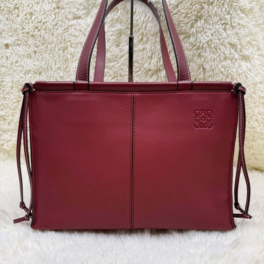 ✨美品✨ロエベ クッショントート レザー アナグラム ワインレッド