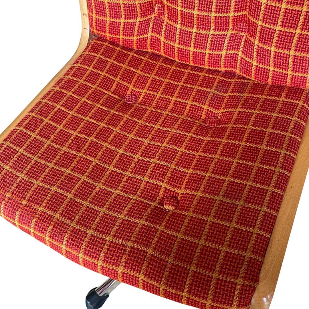 国産ヴィンテージ レトロ チトセ￼デスクチェア 昭和　ビンテージ 椅子 チェック