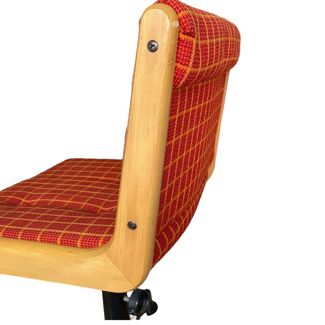 国産ヴィンテージ レトロ チトセ￼デスクチェア 昭和　ビンテージ 椅子 チェック