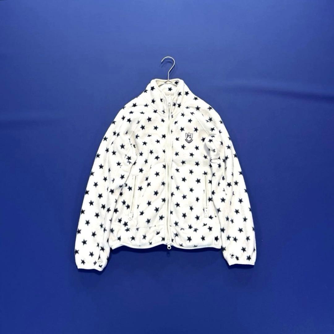 パーリーゲイツ　フリースジャケット　ボア　総柄　ホワイト　0/S ダブルジップ