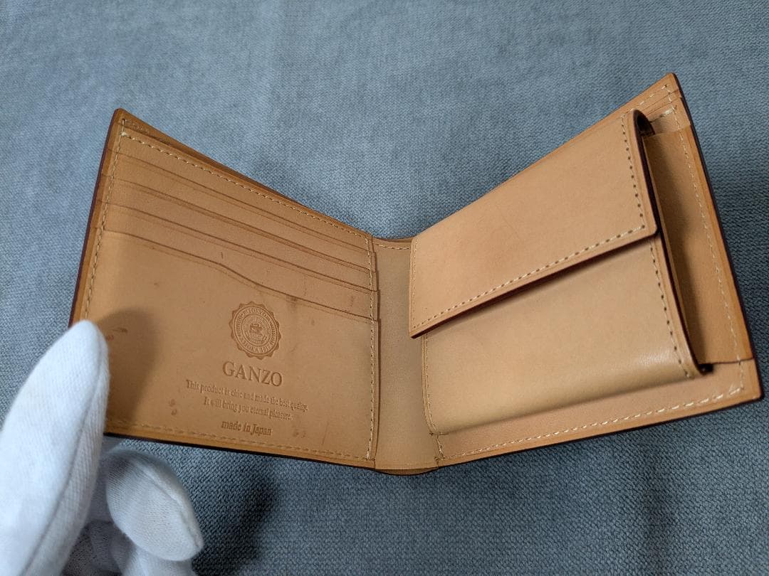 GANZO コードバン 二つ折り財布 小銭入れ付 美品 ダークブラウン