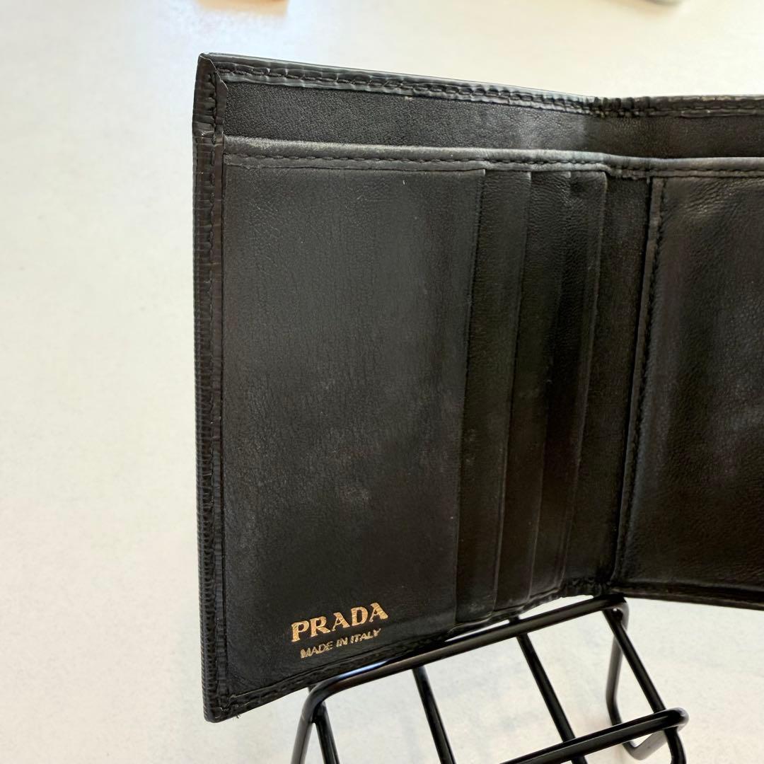 PRADA 黒 三つ折り財布 ブラック プラダ ウォレット ハイブラ