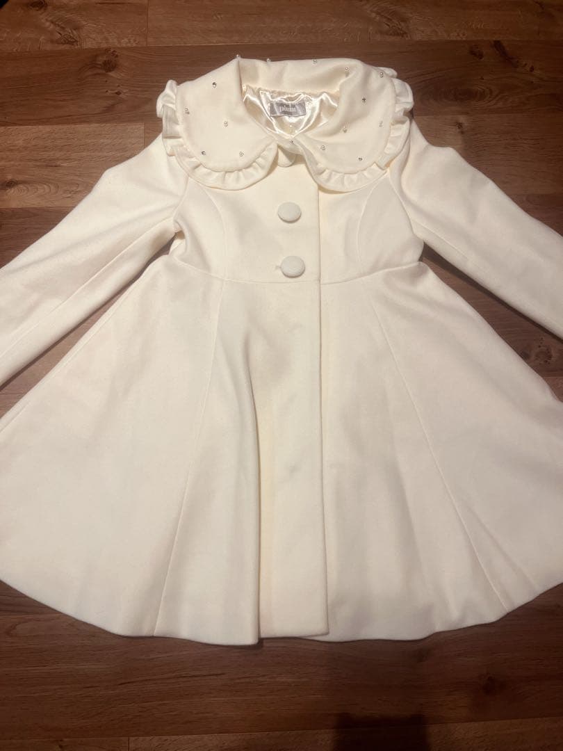 pium ビジューカラードーリーフレアコート ホワイト