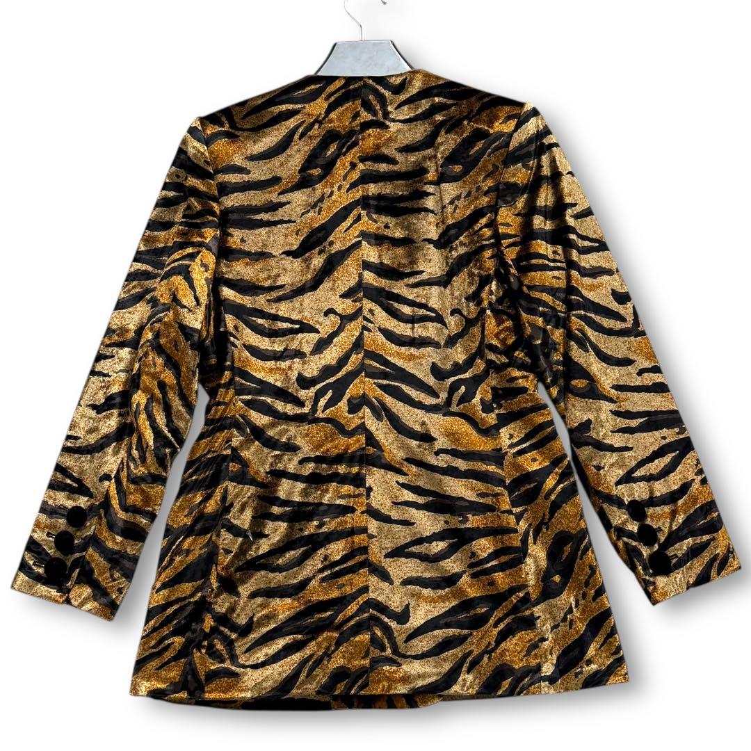 イヴサンローラン リブゴーシュ ベロア レオパード柄 ダブル ジャケット 42