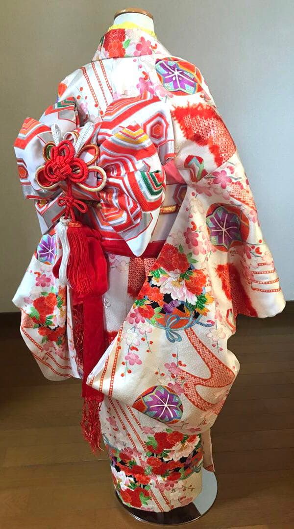 七五三 3歳　5歳　女の子着物 フルセット 正絹　可愛い古典❤️