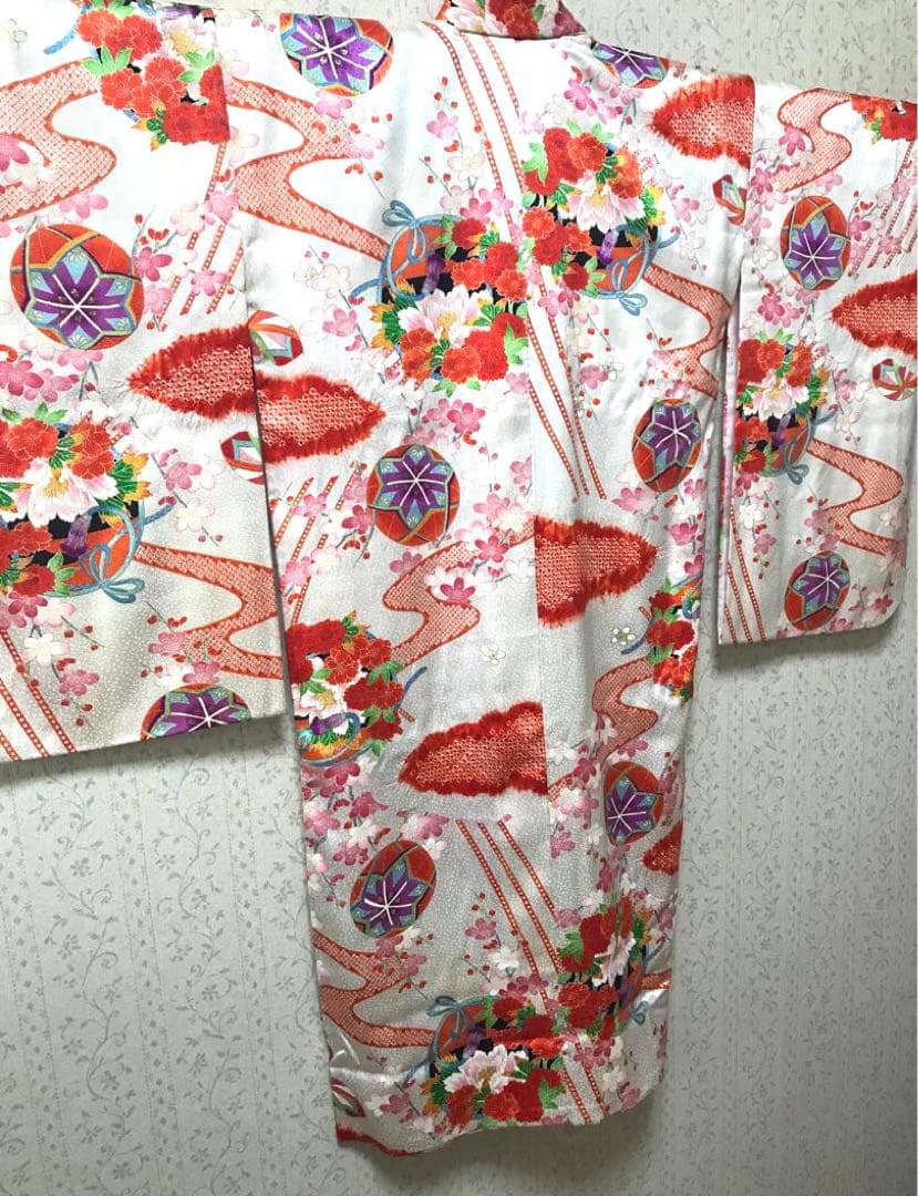 七五三 3歳　5歳　女の子着物 フルセット 正絹　可愛い古典❤️