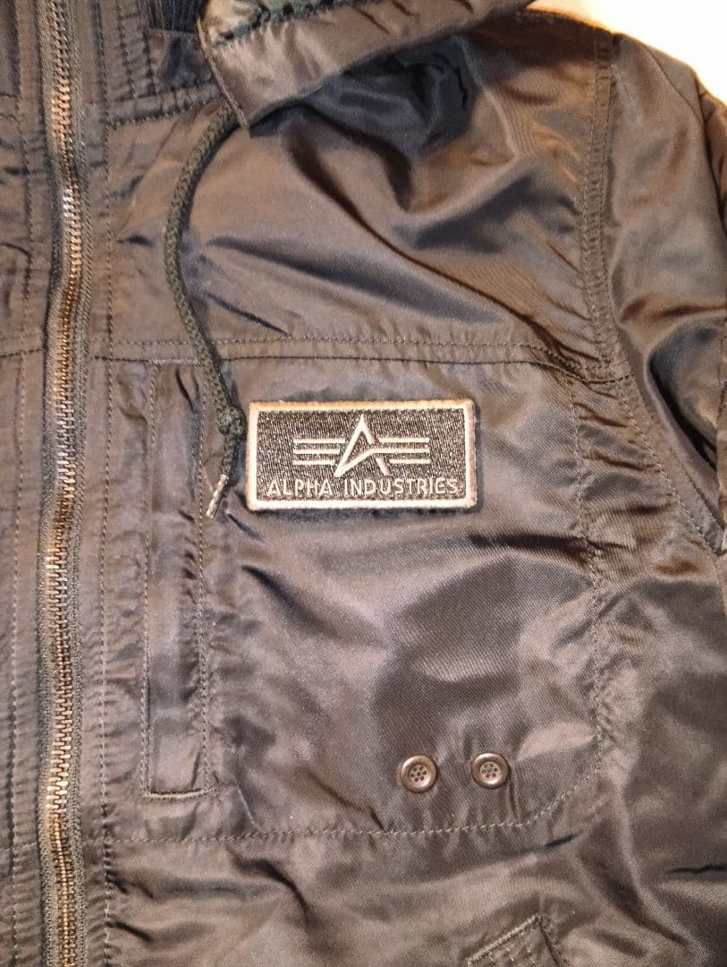 美品 アルファ インダストリーズ フーデッドリブジャケット ブラック サイズXL