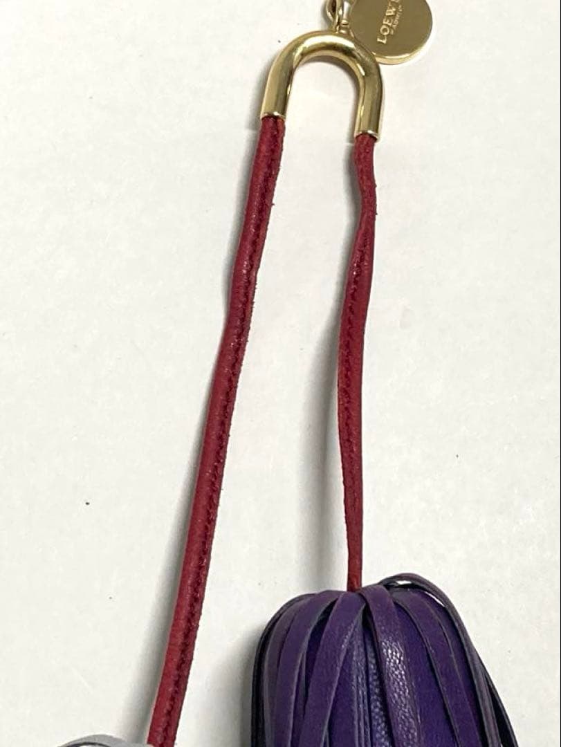 美品　ロエベ　レザー　フリンジ　チャーム　バッグチャーム