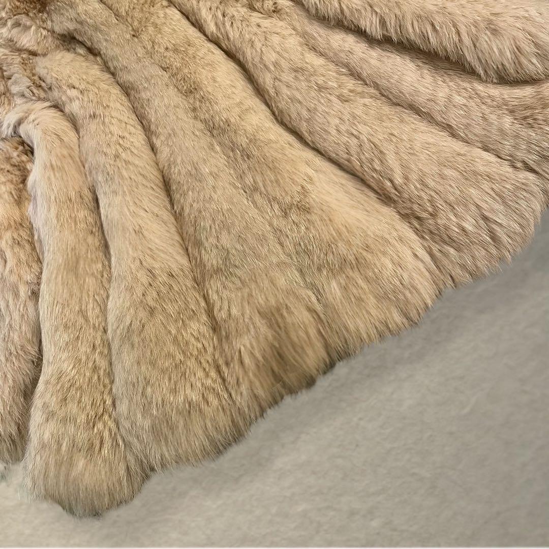 リアルファー 染めブルーフォックス ベージュ〜クリーム系 ハーフコート 13号