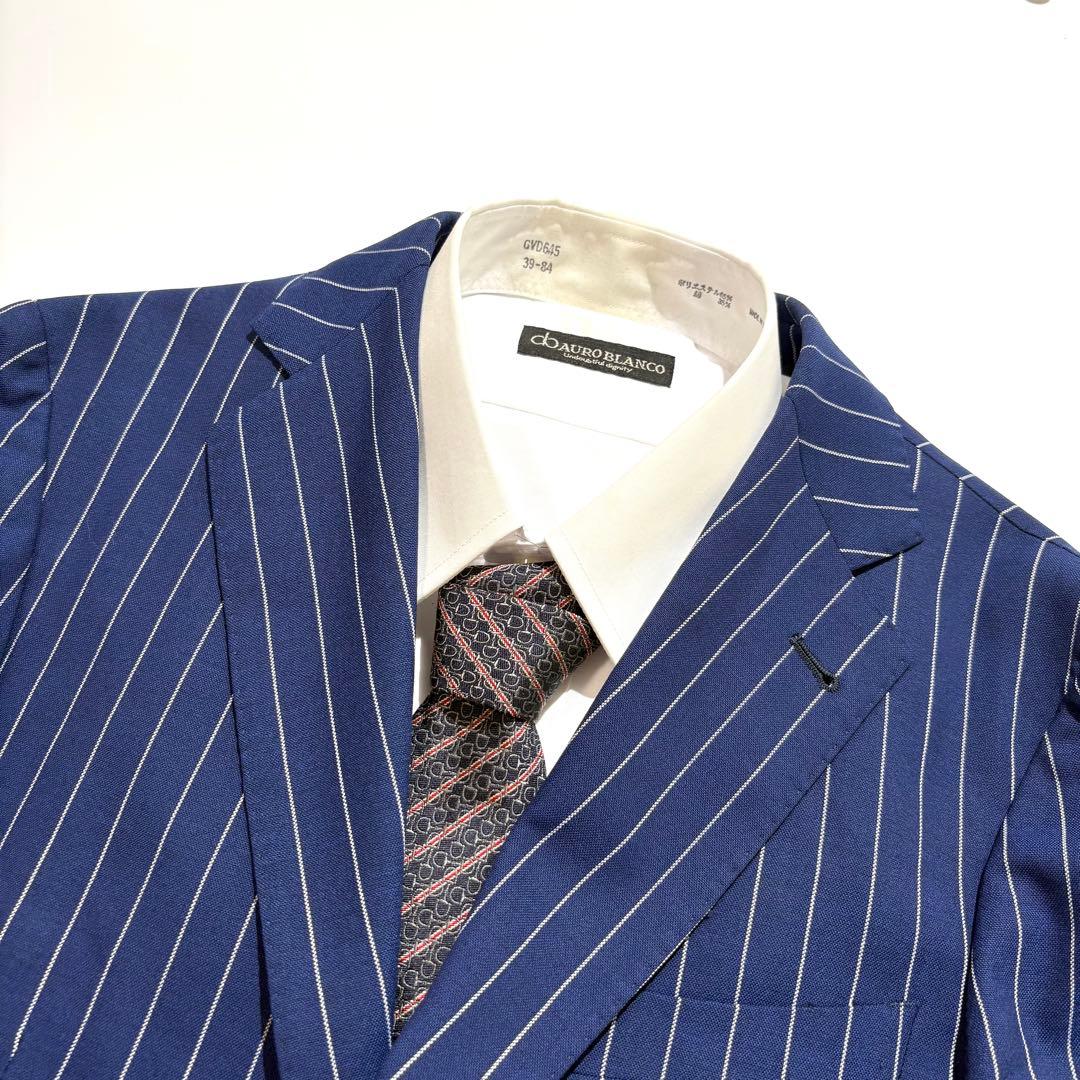 【美品】TAGLIATORE スーツ セットアップ ブルー ストライプ 46