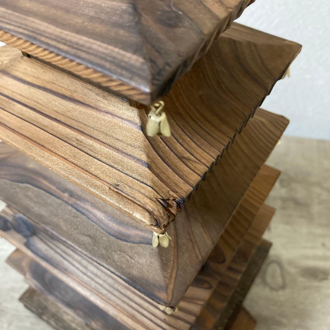 木製　法隆寺　五重塔　孝心作　焼板　高さ約50㌢　置物　〈検 彫刻　仏塔　寺院