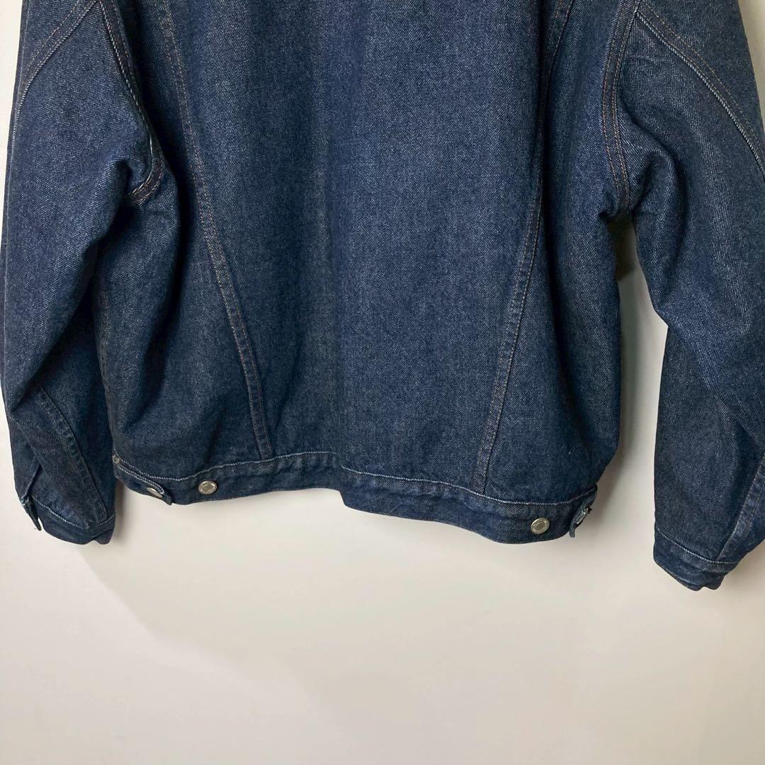 80's Levi's デニムジャケット　襟レザー　裏地ブランケット　短丈　M