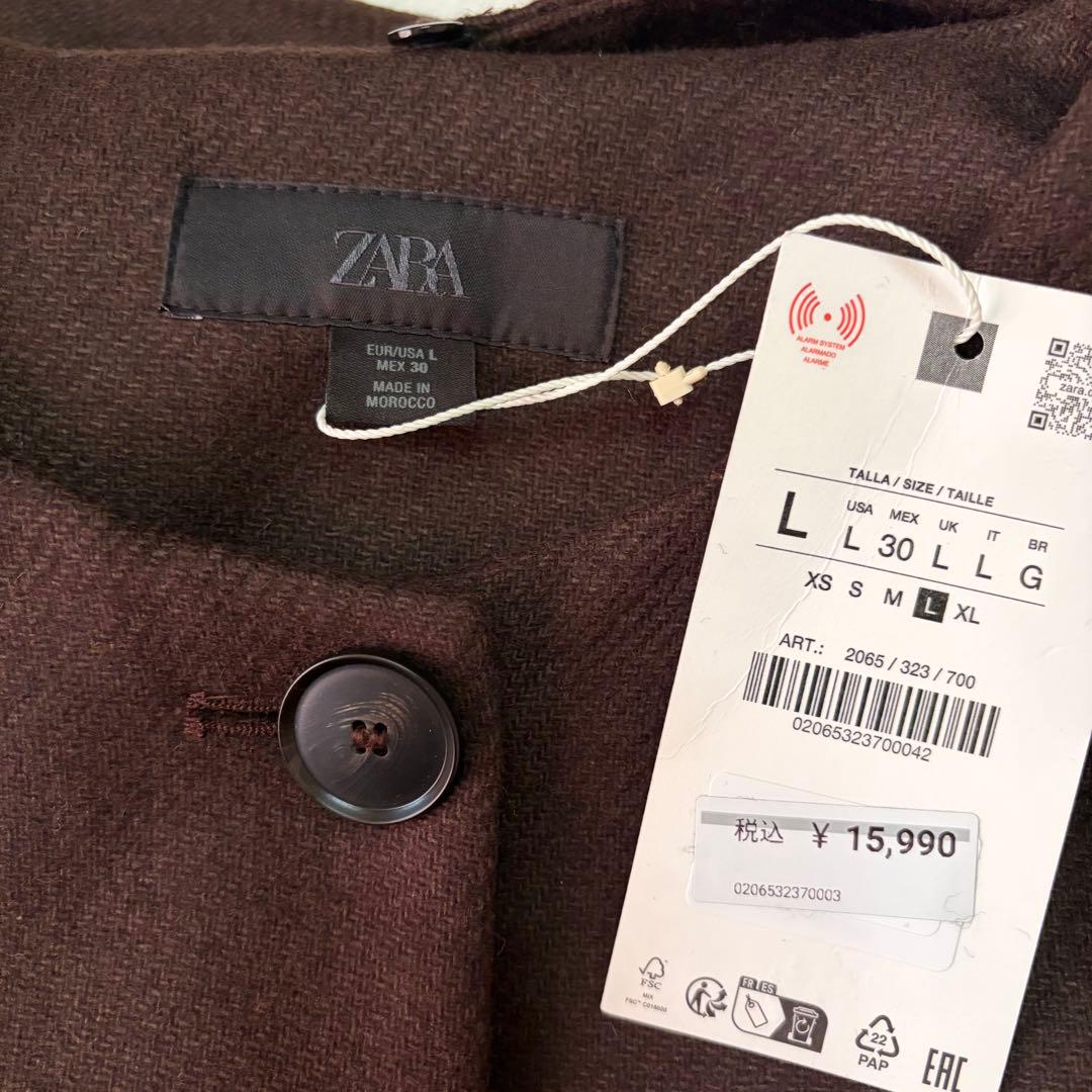 【新品】ZARAショートコート スカーフ ウール 2way レディース L完売品