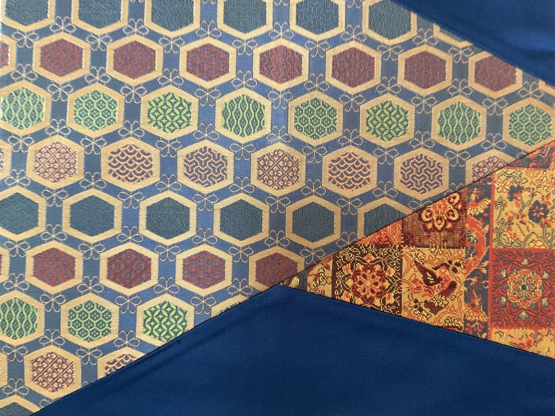 ぼかし染め　無地　着物　切り嵌め 名物裂　名古屋帯　帯締め　フルセット　正絹