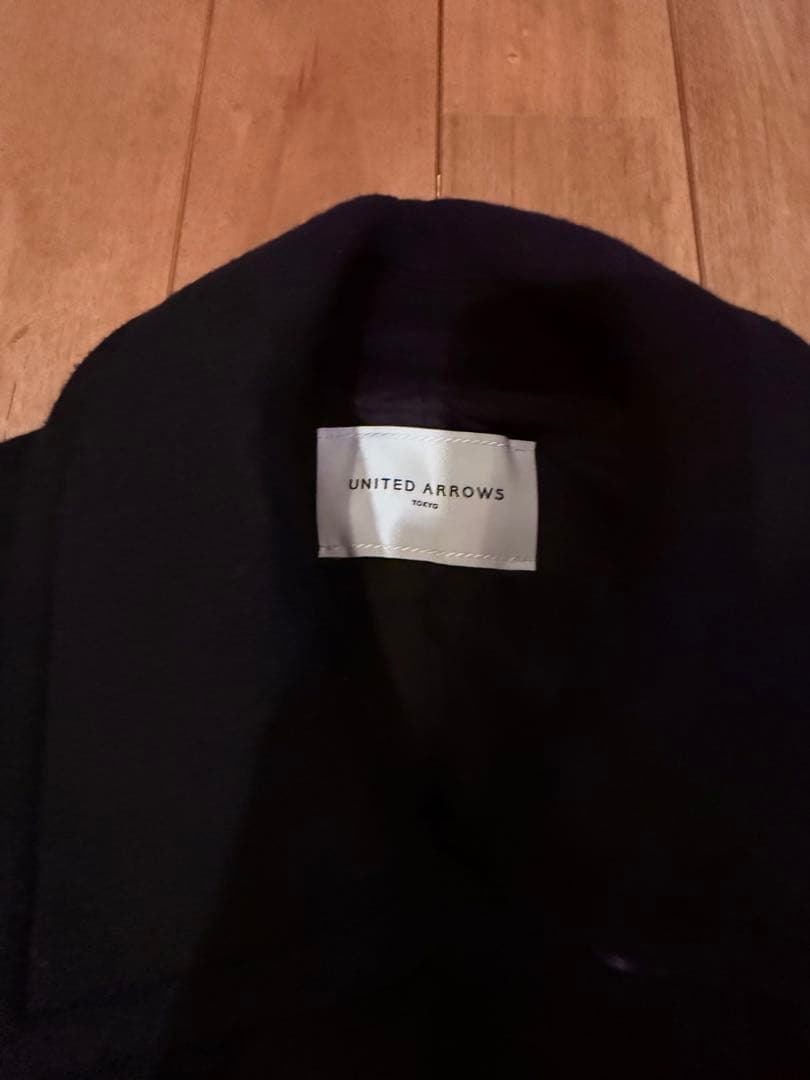UNITED ARROWS ブラックウールミドルコート