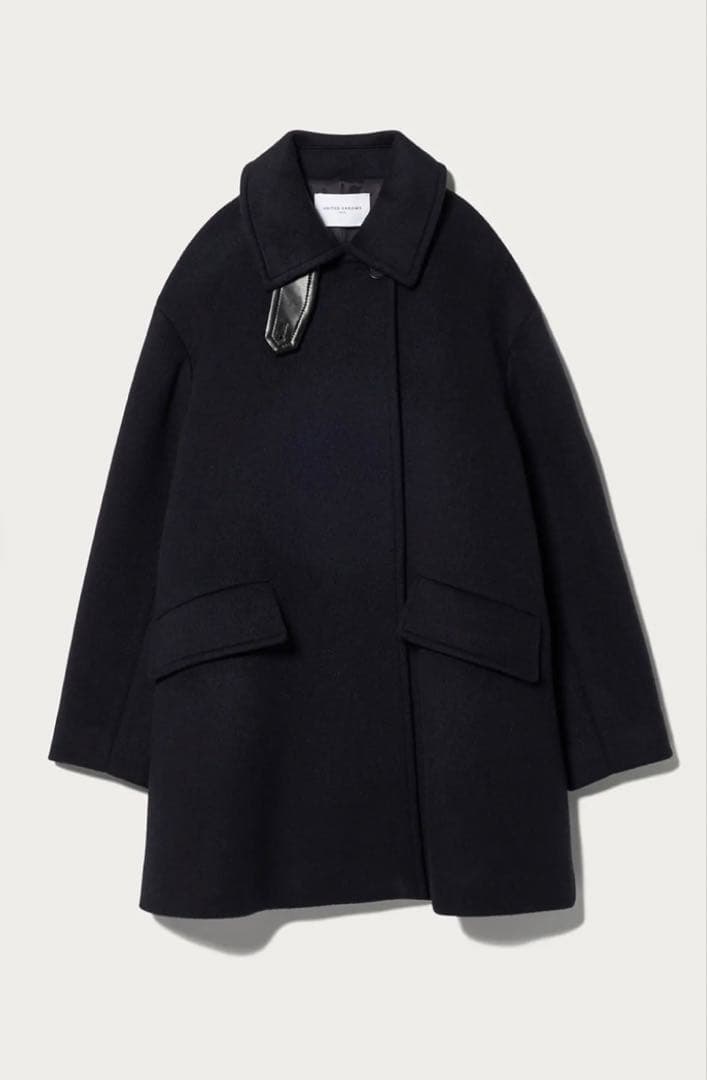 UNITED ARROWS ブラックウールミドルコート