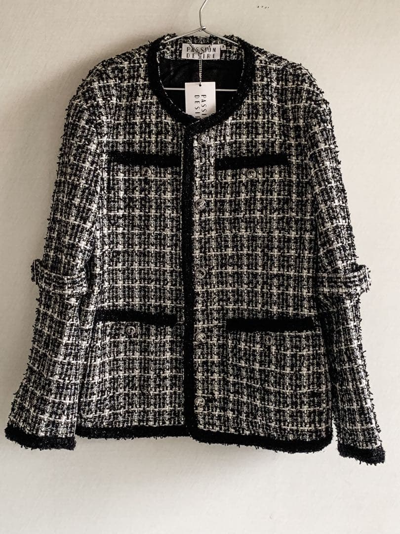 【定価12万】MIXED TWEED NO COLLAR BONDAGE JKT