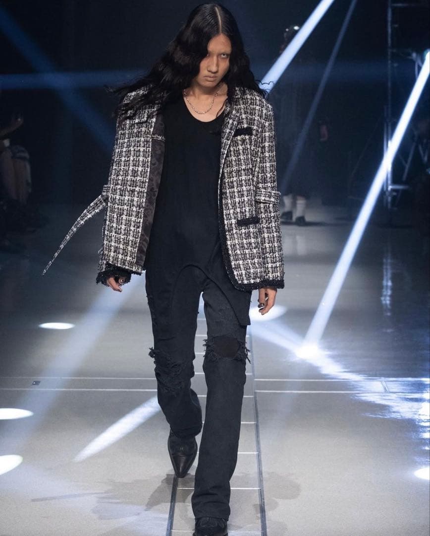 【定価12万】MIXED TWEED NO COLLAR BONDAGE JKT