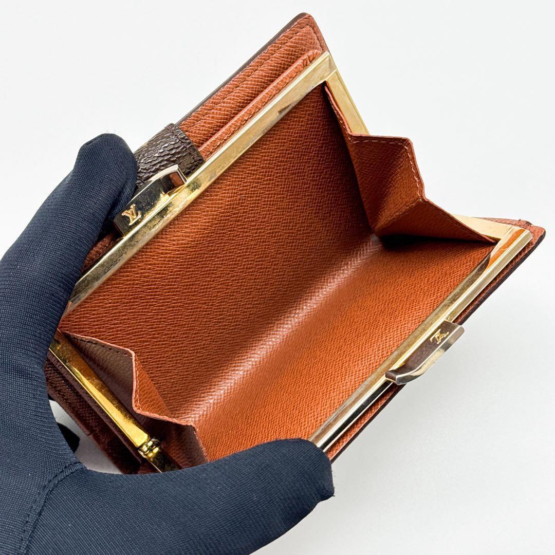 ルイヴィトン モノグラム ヴィエノワ 二つ折り 折り財布 がま口 ブラウン 茶色