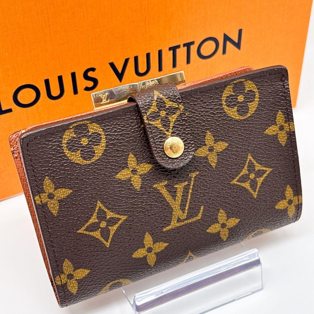 ルイヴィトン モノグラム ヴィエノワ 二つ折り 折り財布 がま口 ブラウン 茶色