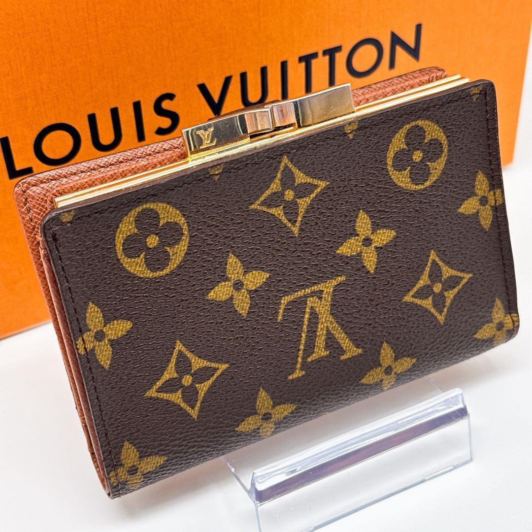 ルイヴィトン モノグラム ヴィエノワ 二つ折り 折り財布 がま口 ブラウン 茶色