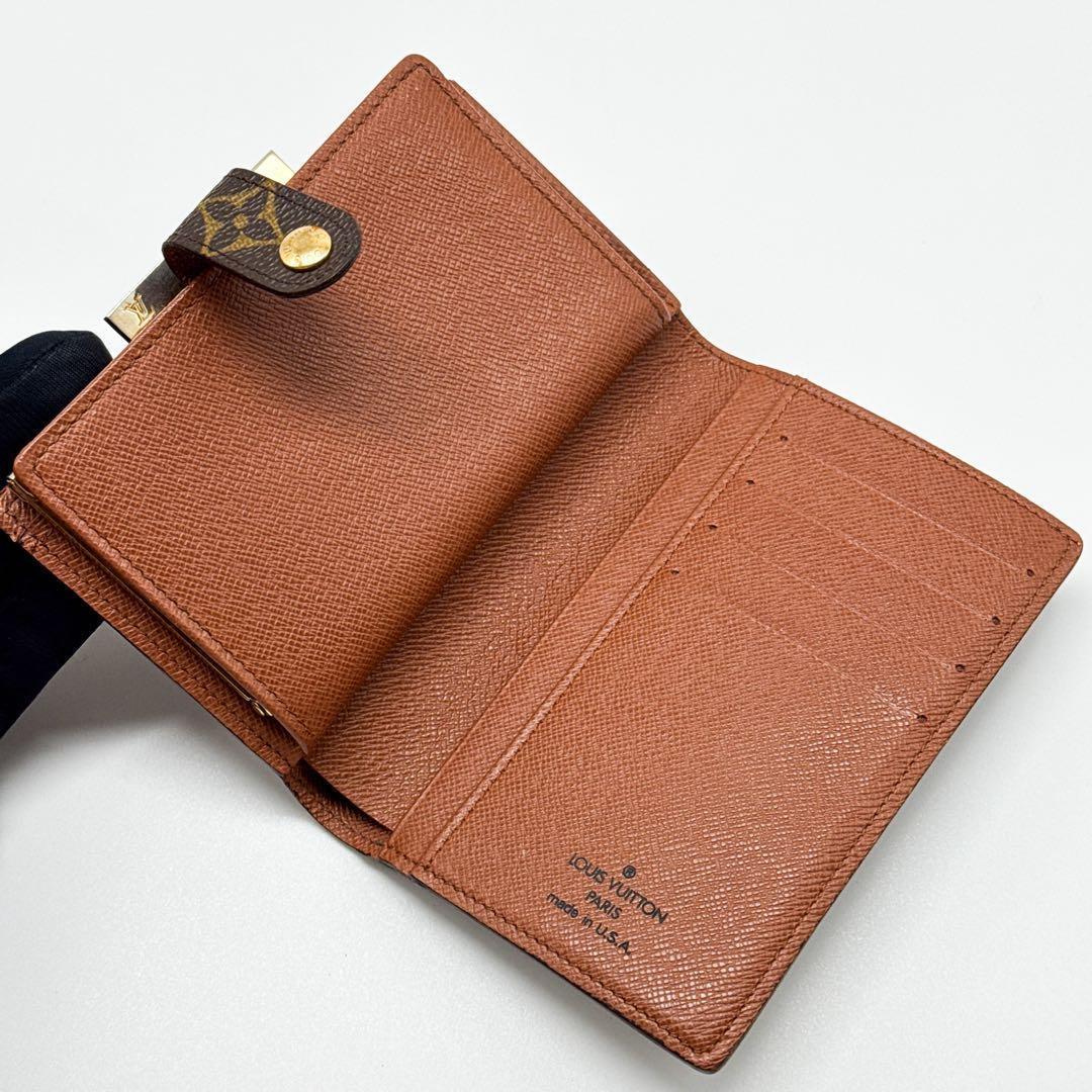 ルイヴィトン モノグラム ヴィエノワ 二つ折り 折り財布 がま口 ブラウン 茶色
