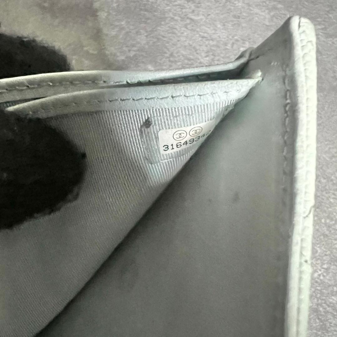 ⭐️シャネル⭐️ マトラッセ キャビアスキン 三つ折り財布 ライトブルー