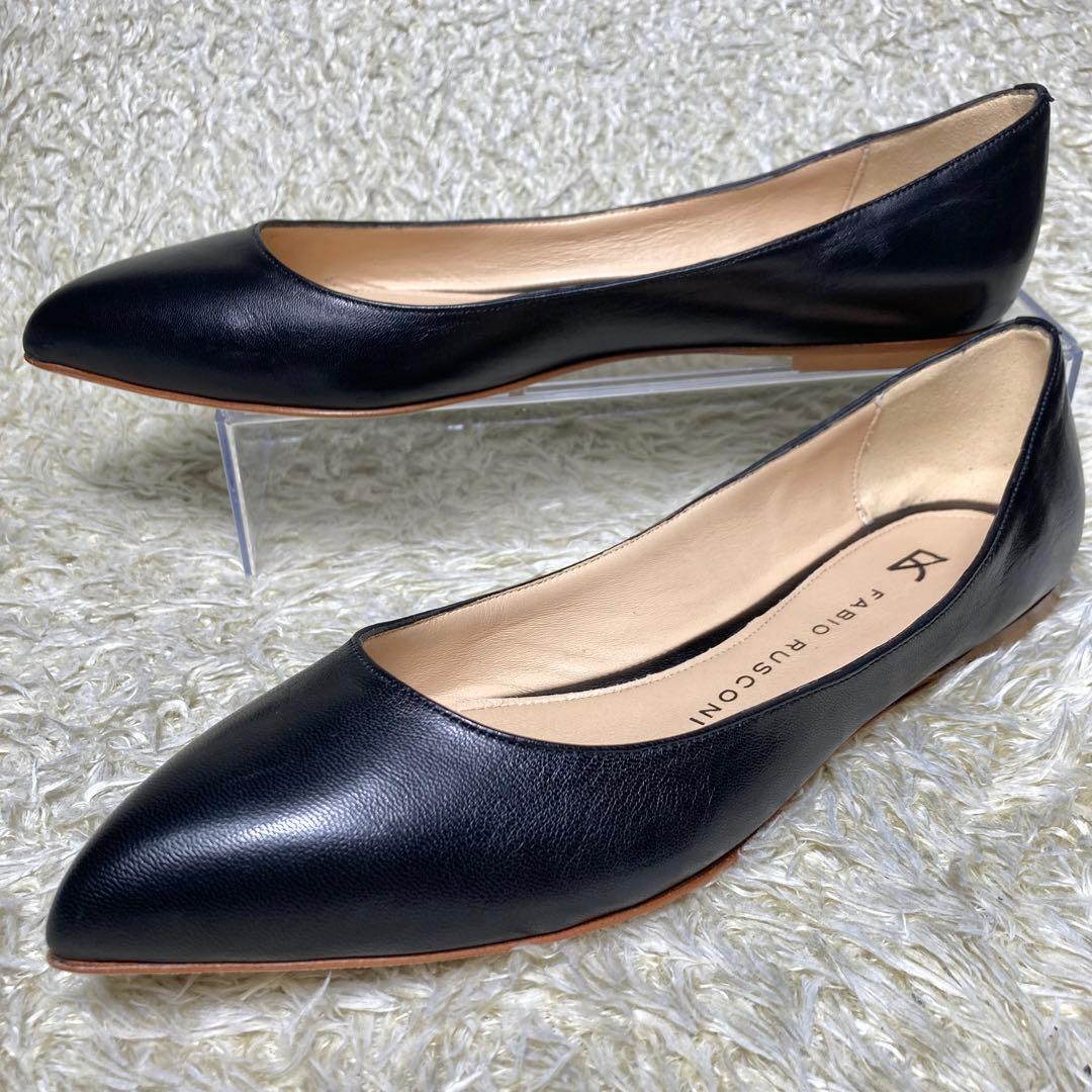 『未使用級』現行 ファビオルスコーニ フラットパンプス ブラック　レザー　39