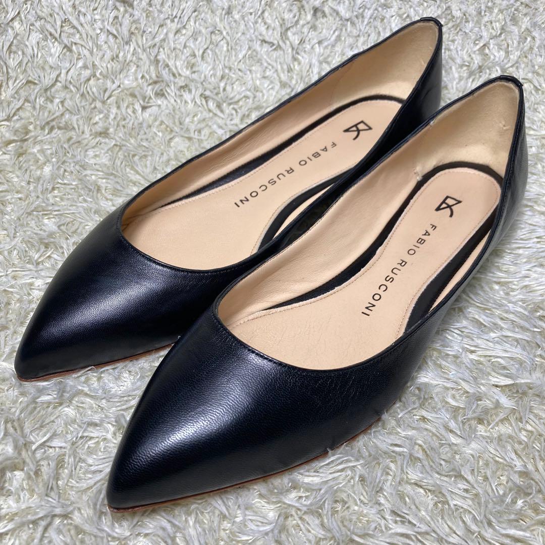 『未使用級』現行 ファビオルスコーニ フラットパンプス ブラック　レザー　39