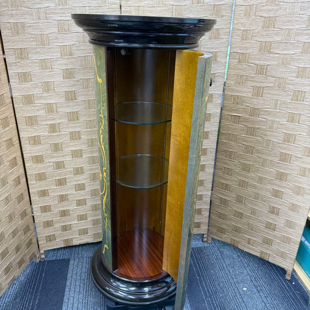 ☆イタリア アンティーク家具☆筒型 ガラスチェスト グリーン アルテム？