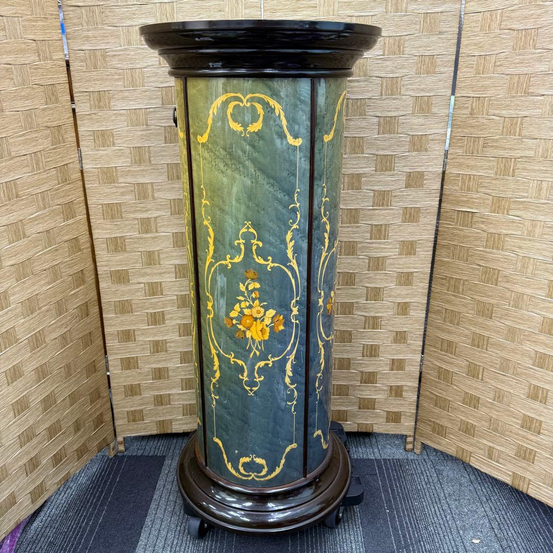 ☆イタリア アンティーク家具☆筒型 ガラスチェスト グリーン アルテム？