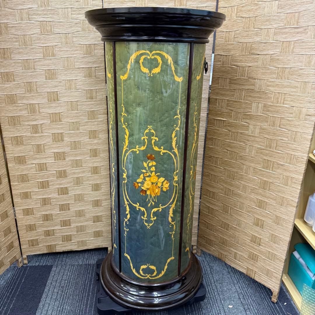 ☆イタリア アンティーク家具☆筒型 ガラスチェスト グリーン アルテム？