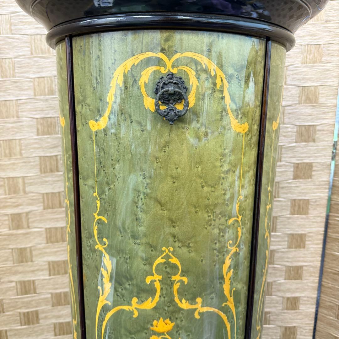 ☆イタリア アンティーク家具☆筒型 ガラスチェスト グリーン アルテム？