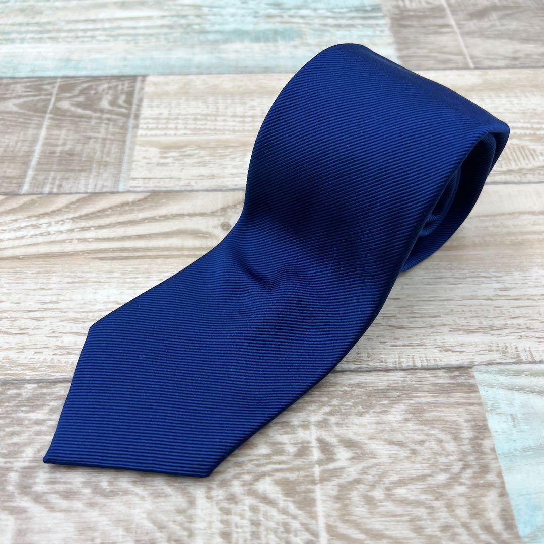 【美品】トムフォード　ネクタイ　ブルー系　ソリッドタイ　高級シルク