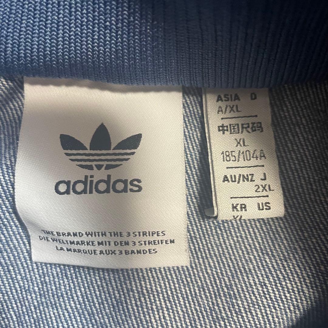 2XL✨ adidas デニム ファイヤーバード トラックジャケット ブルー 青